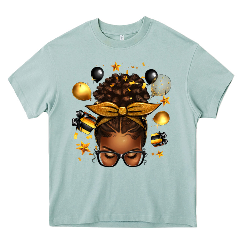 New Year's Eve Afro Messy Bun Heavy Core Tee by texasbilliewilder | Teevron