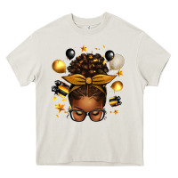 Cream new year's eve afro messy bun Heavy Core Tee - texasbilliewilder