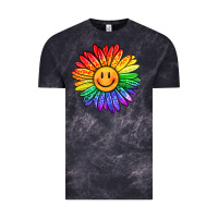 Cloud Black rainbow smiley face sunflower Vintage Tee - OliviaCreatesArt