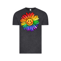 Vintage Black rainbow smiley face sunflower Vintage Tee - OliviaCreatesArt
