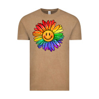 Vintage Coffee rainbow smiley face sunflower Vintage Tee - OliviaCreatesArt