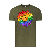 Vintage Olive rainbow smiley face sunflower Vintage Tee - OliviaCreatesArt