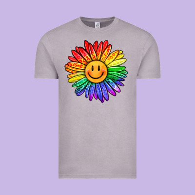 Rainbow Smiley Face Sunflower Vintage Tee Designed By Oliviacreatesart