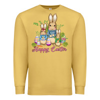 Antique Gold easter bunny family wıth carrots and eggs Premium Sweatshirt - AdoDesignShop