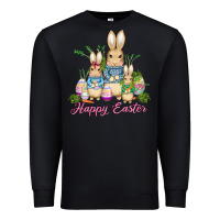 Black easter bunny family wıth carrots and eggs Premium Sweatshirt - AdoDesignShop