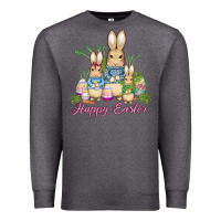 Charcoal Heather easter bunny family wıth carrots and eggs Premium Sweatshirt - AdoDesignShop