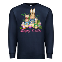 Navy easter bunny family wıth carrots and eggs Premium Sweatshirt - AdoDesignShop