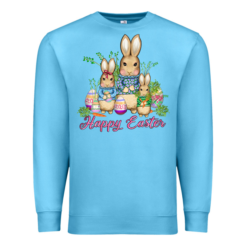 Easter Bunny Family Wıth Carrots And Eggs Premium Sweatshirt by AdoDesignShop | Teevron