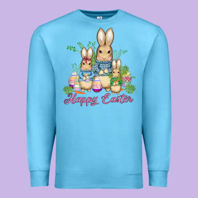 Easter Bunny Family Wıth Carrots And Eggs Premium Sweatshirt Designed By Adodesignshop