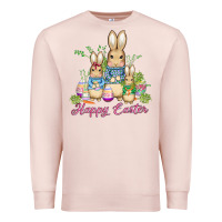 Pale Pink easter bunny family wıth carrots and eggs Premium Sweatshirt - AdoDesignShop