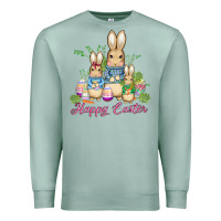Seafoam easter bunny family wıth carrots and eggs Premium Sweatshirt - AdoDesignShop
