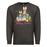 Smoke easter bunny family wıth carrots and eggs Premium Sweatshirt - AdoDesignShop