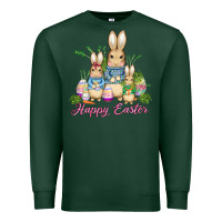 Sports Green easter bunny family wıth carrots and eggs Premium Sweatshirt - AdoDesignShop
