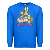 True Royal easter bunny family wıth carrots and eggs Premium Sweatshirt - AdoDesignShop