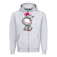Heather Grey cute hippopotamus Zipper Hoodie - AdoDesignShop