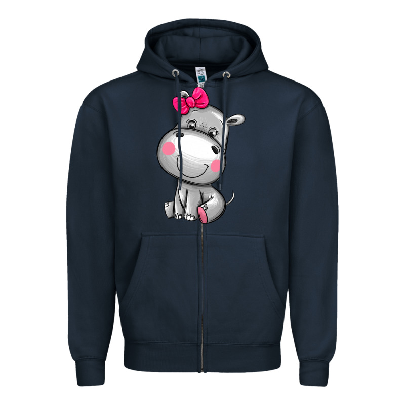 Cute Hippopotamus Zipper Hoodie by AdoDesignShop | Teevron