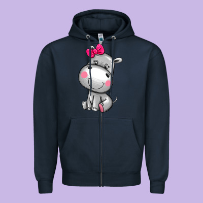 Cute Hippopotamus Zipper Hoodie Designed By Adodesignshop