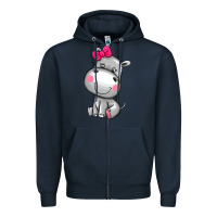 Navy cute hippopotamus Zipper Hoodie - AdoDesignShop