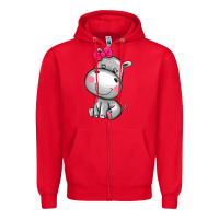 Red cute hippopotamus Zipper Hoodie - AdoDesignShop