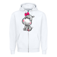 White cute hippopotamus Zipper Hoodie - AdoDesignShop