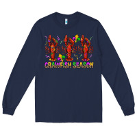 Navy Crawfish season mardi gras Long Sleeve Tee - BundleAndBundleShop