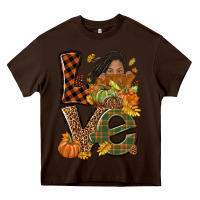 Chocolate Brown Love Fall with afro woman Heavy Core Tee - NancyCooperArtShop