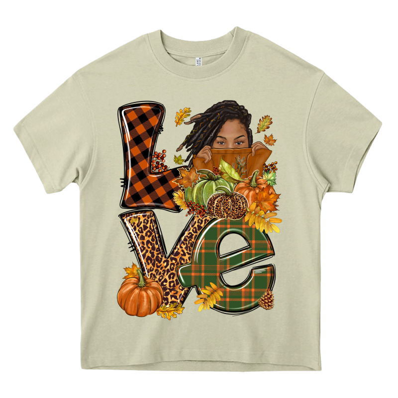 Love Fall With Afro Woman Heavy Core Tee by NancyCooperArtShop | Teevron