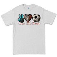 Dove Grey Peace love Soccer Premium Tee - HowdyJamesFarm
