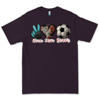 Plum Peace love Soccer Premium Tee - HowdyJamesFarm