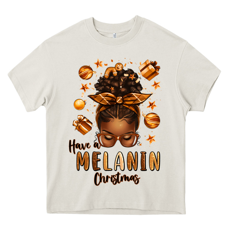 Have A Melanin Christmas Afro Messy Bun Heavy Core Tee by texasbilliewilder | Teevron