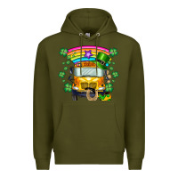 Army Green st. patricks day school bus Premium Hoodie - SublimationCraftShop