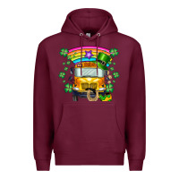 Burgundy st. patricks day school bus Premium Hoodie - SublimationCraftShop