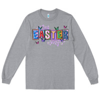 Heather Grey easter with leopard Long Sleeve Tee - FaDigitalArtStudio