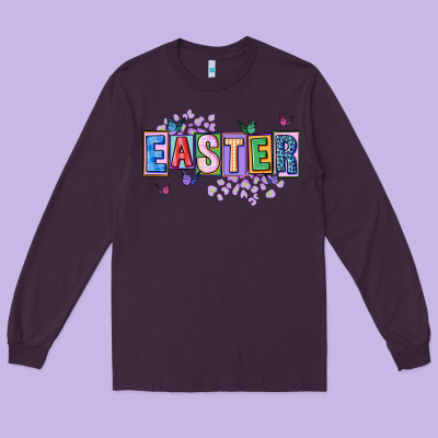 Easter With Leopard Long Sleeve Tee Designed By Fadigitalartstudio