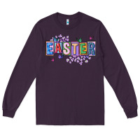 Plum easter with leopard Long Sleeve Tee - FaDigitalArtStudio