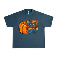 Midnight Navy Autumn leaves and pumpkin please Urban Heavy Tee - RanaPortraitStore