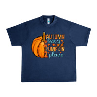 Navy Autumn leaves and pumpkin please Urban Heavy Tee - RanaPortraitStore