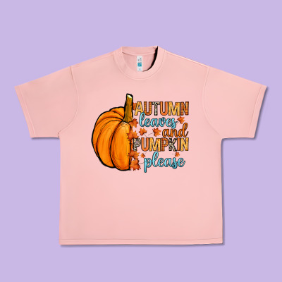 Autumn Leaves And Pumpkin Please Urban Heavy Tee Designed By Ranaportraitstore