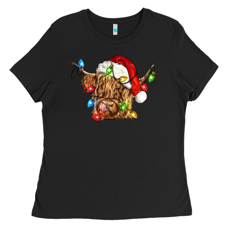 Christmas Heifer Cow Ladies Tee by CowGirlArtShop | Teevron