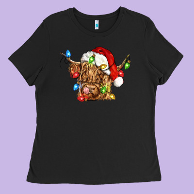 Christmas Heifer Cow Ladies Tee Designed By Cowgirlartshop