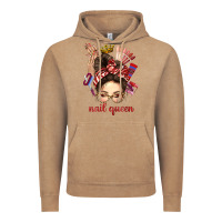 Vintage Coffee nail queen messy bun with crown bbs Vintage Hoodie - BundleAndBundleShop