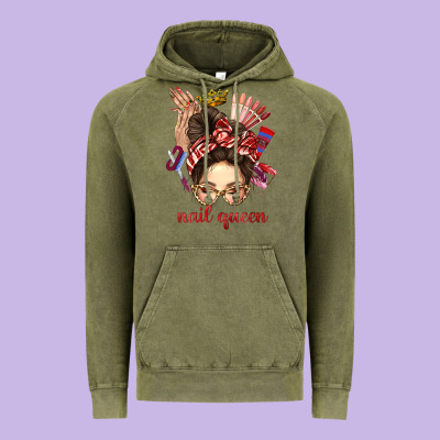 Nail Queen Messy Bun With Crown Bbs Vintage Hoodie Designed By Bundleandbundleshop