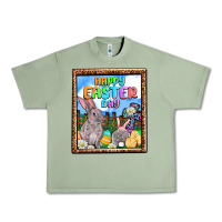 Oil Green Happy Easter Day Urban Heavy Tee - OliviaCreatesArt