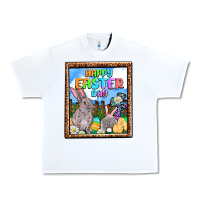 White Happy Easter Day Urban Heavy Tee - OliviaCreatesArt