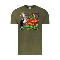 Vintage Olive mardi gras pelican crawfish crocodile Vintage Tee - OliviaCreatesArt