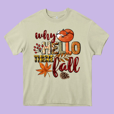 Why Hello There Fall Heavy Core Tee Designed By Nancycooperartshop