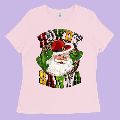 Howdy Santa Western Cactus Christmas Ladies Tee Designed By Cowgirlartshop