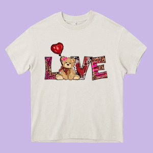 Valentines Day Tedybear Love Heavy Core Tee Designed By Ranaportraitstore