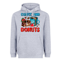 Heather Grey coffee and donuts Heavyweight Hoodie - AdoDesignShop