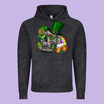 St Patrick's Day Boho Skull Vintage Hoodie Designed By Fadigitalartstudio